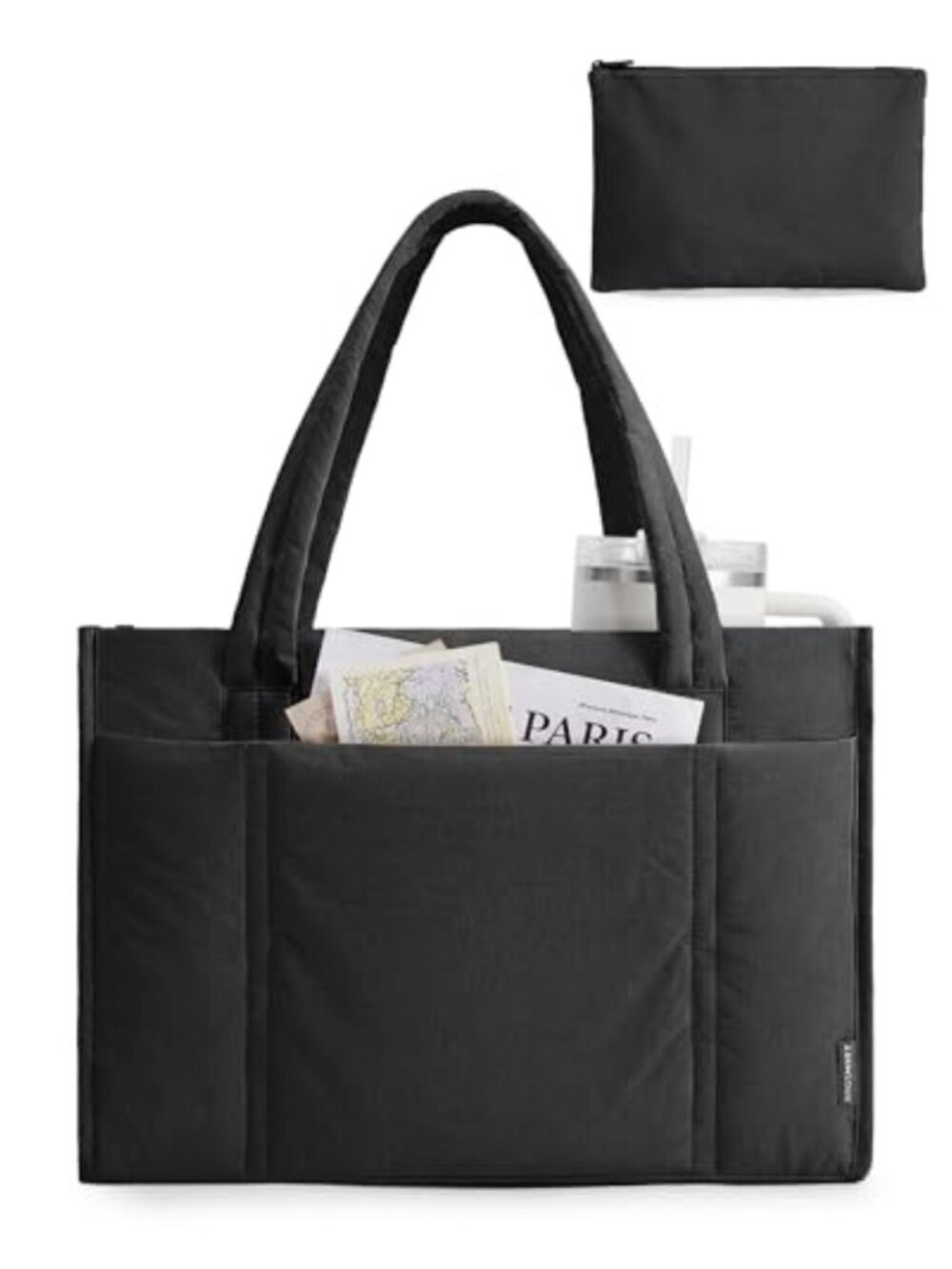 Puffer Tote Bag 2 Piece Set Quilted 21L Large Fits 15.6" Laptop